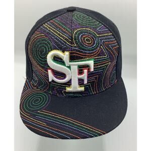 Leader Sports SF San Francisco Hat Frisco Black Rainbow Embroidery Fitted XL